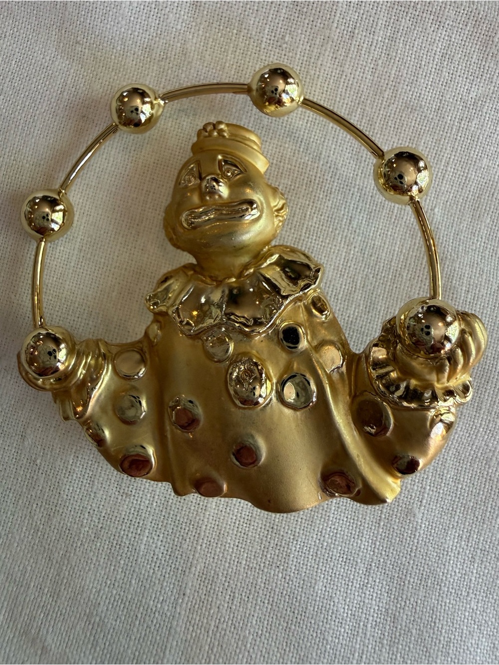 Vintage AJC Gold Juggling Clown Brooch